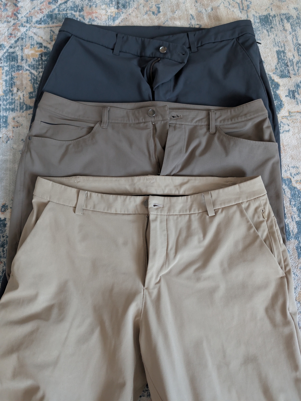 lululemon athletica Bundle Men's Chino Pants in Black, Gray, and Tan Lot
